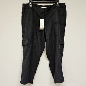 Eileen Fisher Linen Cargo Capri Pant, Graphite, Size 12